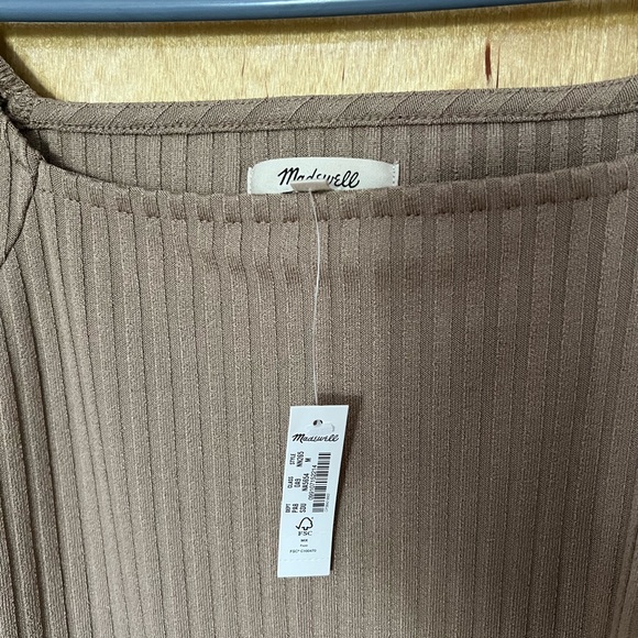 Madewell Long Sleeve Square Neck Ribbed Crop Top, Size M, NEW with Tag - Picture 3 of 5